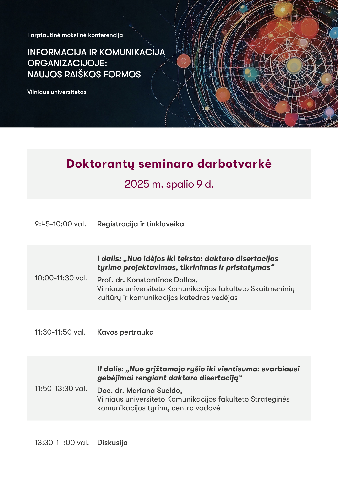 Doktorantų seminaro darbotvarkė