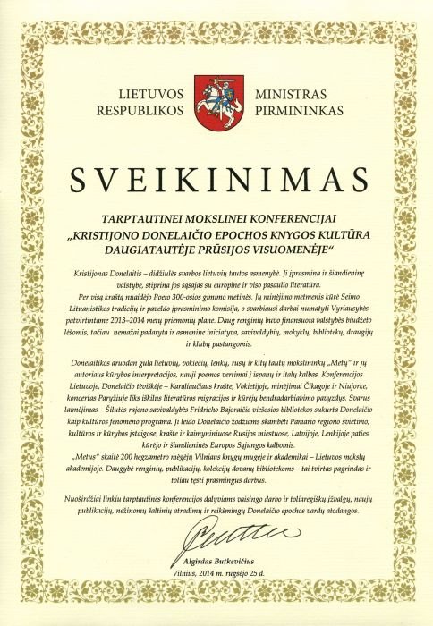 LR ministro pirmininko sveikinimas